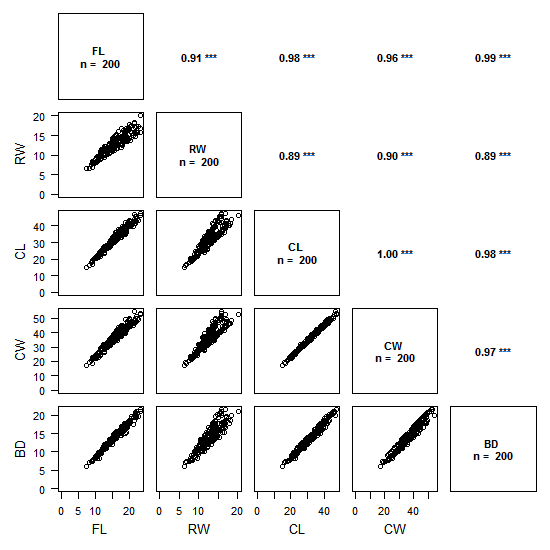 r correlation scatter plot