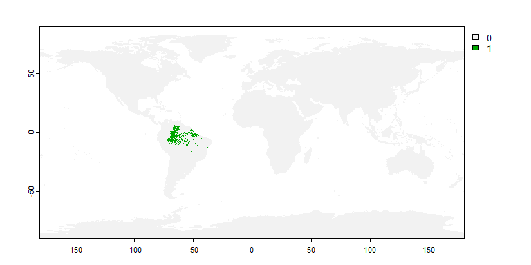 Fig. 8.3 Distribution of a species arbitrary limited to Brazil and Venezuela