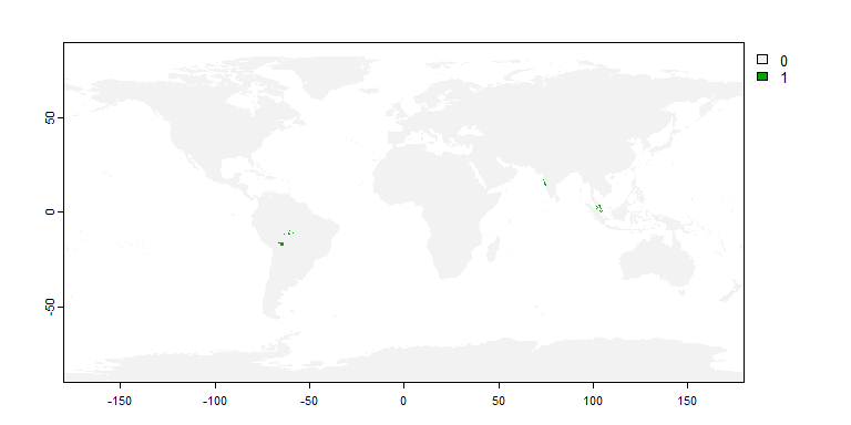 Fig. 8.7 Distribution of our species restricted to suitable habitat patches